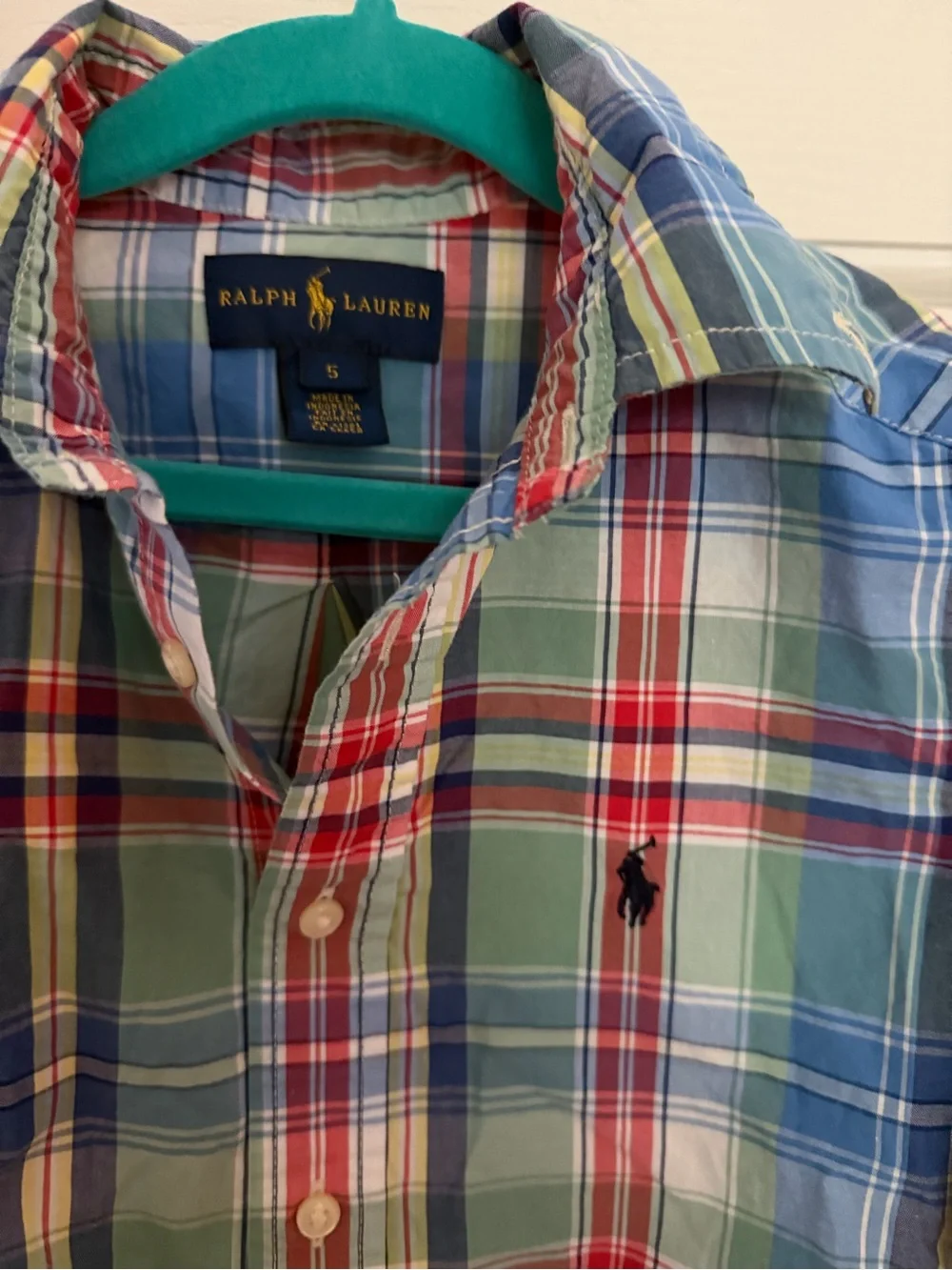 Ralph Lauren Boys' Green Plaid Button-Down Shirt Great for Fall & School Photos
